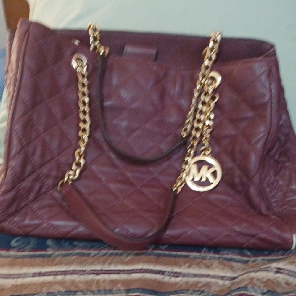 Michael Kors Quilted Burgundy Tote Bag